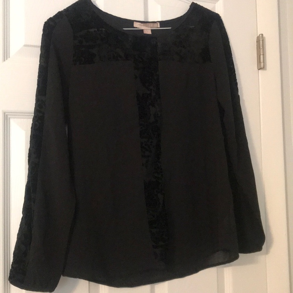 black chiffon and velvet top